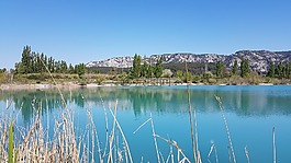 湖,綠松石水,景觀