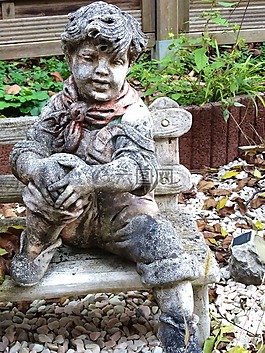 男孩,雕像,雕塑