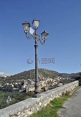 景觀,路,燈柱