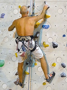 登山者,攀登墻,爬