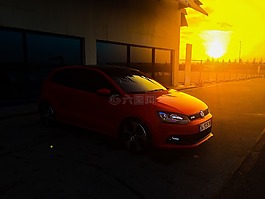 日落,汽车,红色