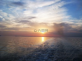 日落,海,海洋
