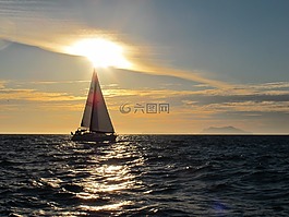 帆船,船,海