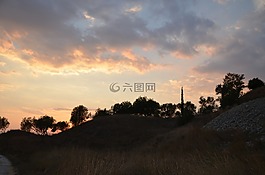 日落,天空,黃昏