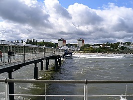 海灘,橋,波