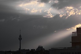光,日落,云