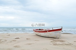 船,海灘,海