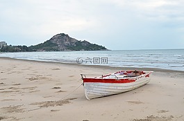 船,海灘,海