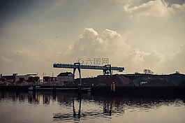 起重机,建筑多,水