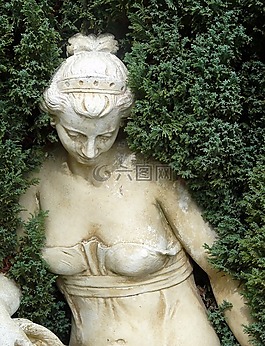 雕像,城堡,女子