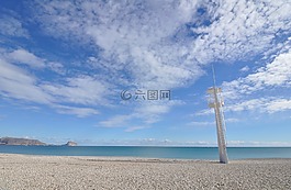 海灘,天空,藍(lán)色的天空