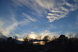 天空,云,日落