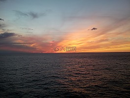 日落,海洋,海