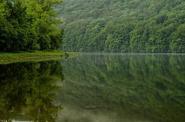 钓鱼者,湖,池塘