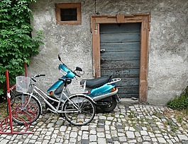 自行車,摩托車,門