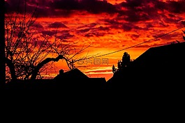 天空,红色,危险
