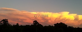 地平線,晚上,日落