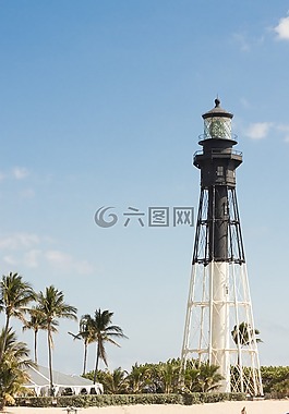 燈塔,海灘,藍藍的天空