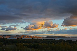 天空,云,河