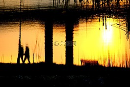 愛情,日落,水