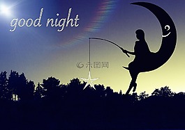 女子,月球,夜
