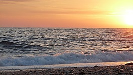 日落,海洋,海