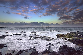 日落,夏威夷,海灘