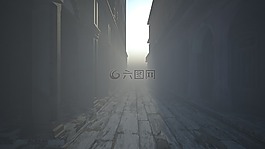 霧,胡同,幽靈