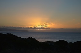 日落,云,海灘
