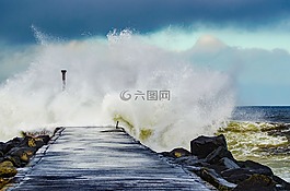 水,碼頭,沖浪