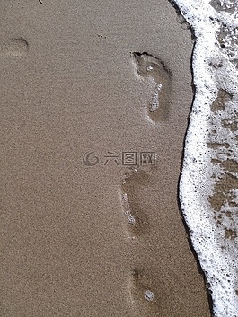 海灘,痕跡,沙