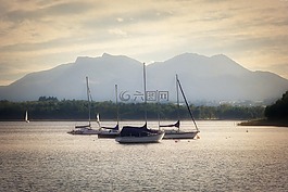 基姆湖,帆船,水