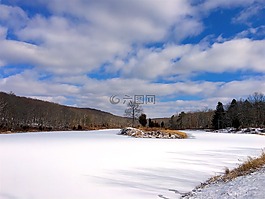 湖,雪,凍結(jié)