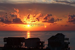 日落,天空,太陽