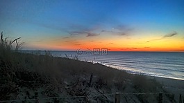 海滩,日落,大西洋