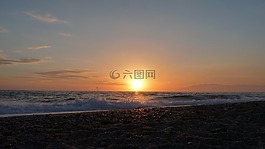 日落,太陽,海