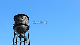 黑,水塔,藍(lán)色的天空