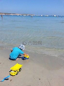 孩子,夏天,海