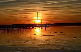 日落,湖,abendstimmung