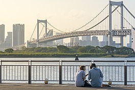 橋,河,日落