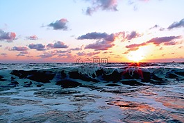 海灘,日落,日落海灘