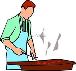 男子,烤,食品