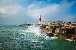 燈塔,海洋,波
