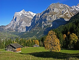 伯爾尼高地,山景觀,秋季