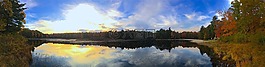 湖,日落,景觀