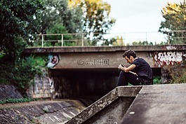 攝影師,坐,年輕