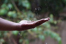 一滴水,手,一滴水落下