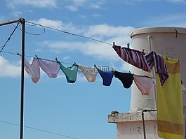 内衣,衣服的线,洗衣房