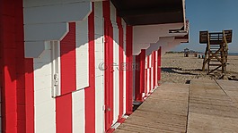 海灘,展位,夏天