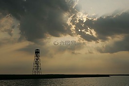 海岸,塔,火